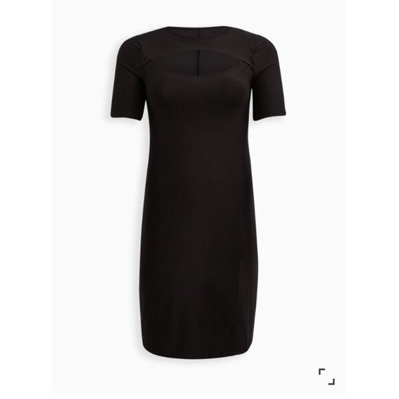 Torrid Black Bodycon Cutout Studio Knit Leg Slit Mini Dress Size 4X - Picture 4 of 10